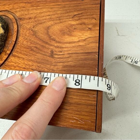 Vintage Botanika Wood Box Leopards Medallion Cigar Box Trinket Storage Brown - Picture 10 of 11